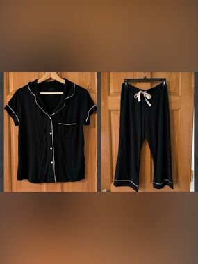 Stars Above Size Small Short Sleeve Notch Collar Top Cropped Pants Pajamas